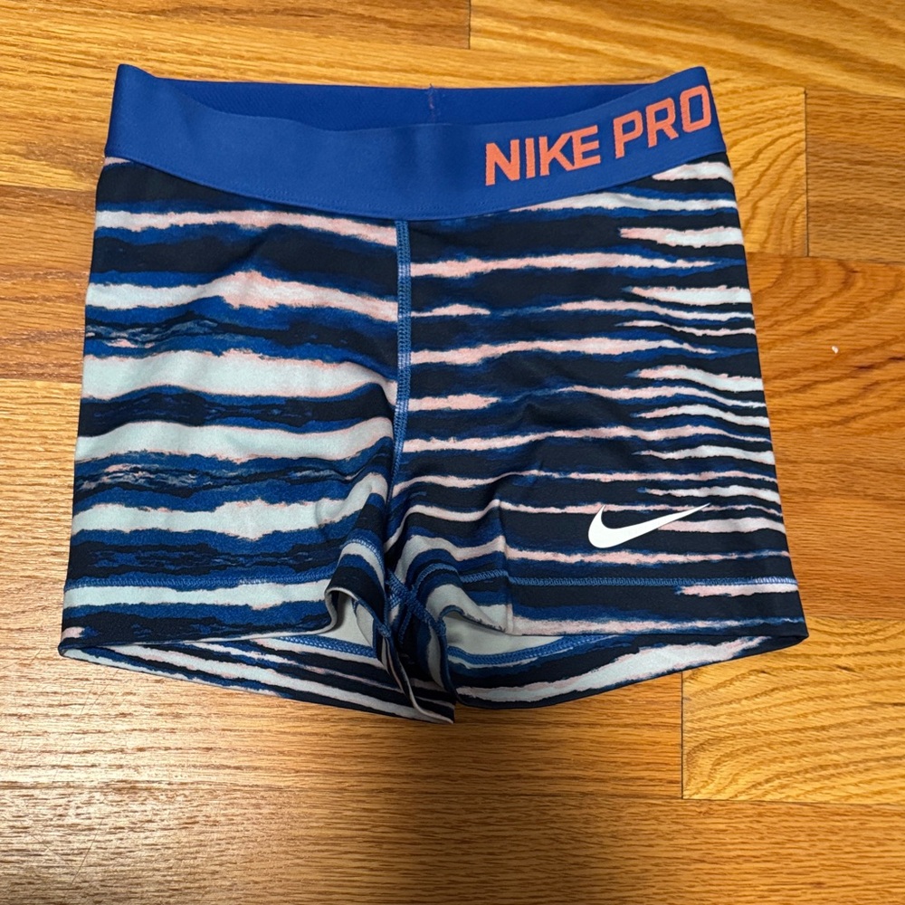 Nike Pro Blue and Orange Patterned Shorts
